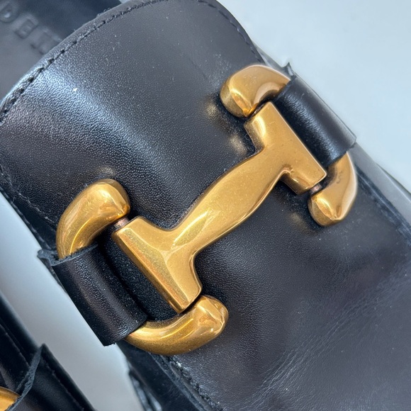 ❤️BODEN - Black Leather Loafers with Gold Accent - Picture 10 of 11